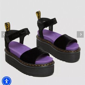 Dr. Martens Strap X-girl Velvet Platform Sandals - Black